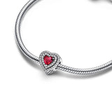 925 Silver Red Heart Charm Bead for Bracelet DIY Women Gift