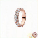 925 Silver Pav Single-row Ring Sparkling Wave For Women Jewelry