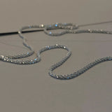 925 Silver Choker Necklace Rhinestone Tennis Chain Jewelry