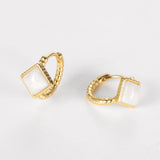 925 Silver Moonstone Hoop Earrings Retro Party Statement Jewelry
