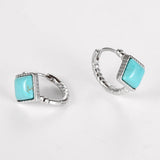 925 Silver Moonstone Hoop Earrings Retro Party Statement Jewelry
