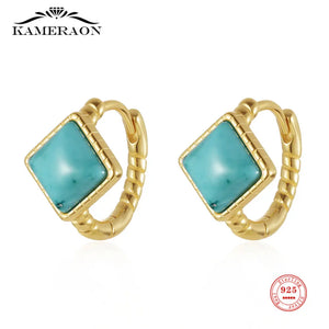 925 Silver Moonstone Hoop Earrings Retro Party Statement Jewelry