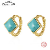 925 Silver Moonstone Hoop Earrings Retro Party Statement Jewelry