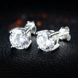 925 Silver Mini Piercing Earrings with Austrian Crystals - Party Jewelry