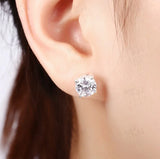 925 Silver Mini Piercing Earrings with Austrian Crystals - Party Jewelry