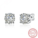925 Silver Mini Piercing Earrings with Austrian Crystals - Party Jewelry