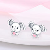 925 Silver Heart & Bear Earrings Wedding Jewelry Women Gift