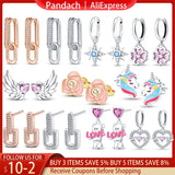 925 Silver Heart & Bear Earrings Wedding Jewelry Women Gift