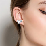925 Silver Heart & Bear Earrings Wedding Jewelry Women Gift