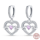 925 Silver Heart & Bear Earrings Wedding Jewelry Women Gift