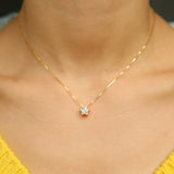 925 Silver Tiny CZ Star Pendant Chain Necklace Set for Wedding