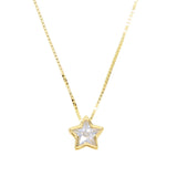 925 Silver Tiny CZ Star Pendant Chain Necklace Set for Wedding