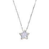 925 Silver Tiny CZ Star Pendant Chain Necklace Set for Wedding