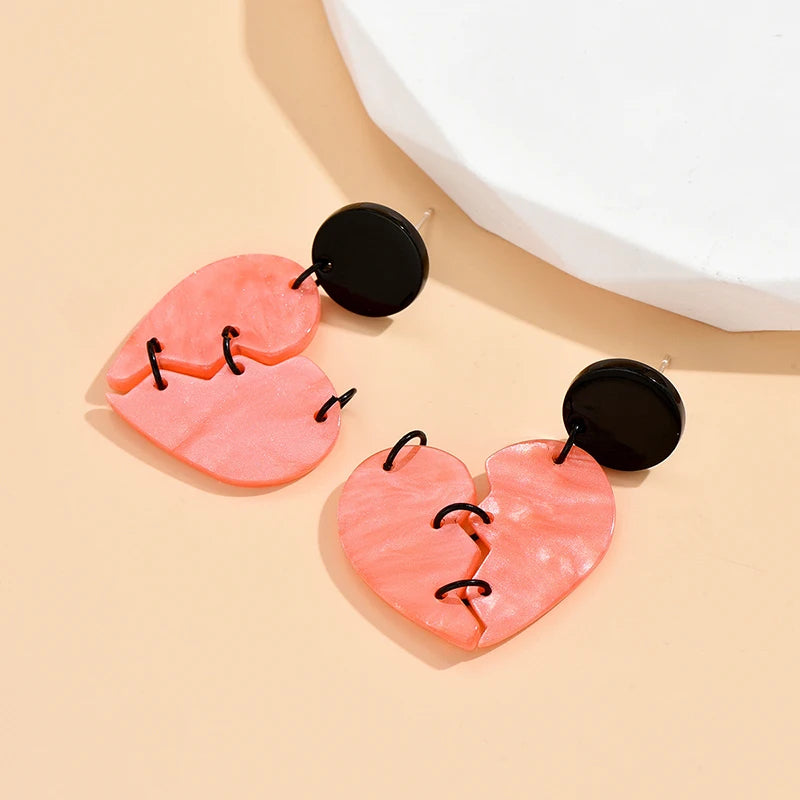 Acrylic Halloween Broken Heart Drop Earrings Exaggerated Ear Jewelry