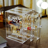 Acrylic Jewelry Storage Box Dustproof Hanging Rack Drawer Organizer
