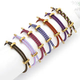 Adjustable Couple Red Rope Woven Bracelet Stainless Steel Jewelry