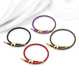 Adjustable Couple Red Rope Woven Bracelet Stainless Steel Jewelry
