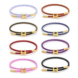 Adjustable Couple Red Rope Woven Bracelet Stainless Steel Jewelry