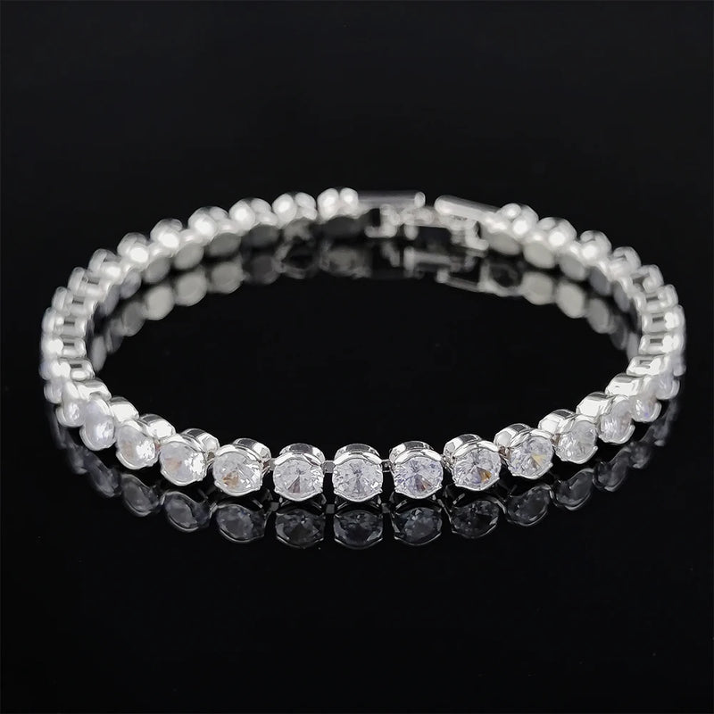 4mm Round Silver Bangle Bracelet for Women - Moonso S5773