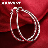 925 Silver Oval Hoop Earrings Wedding Jewelry