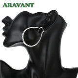 925 Silver Oval Hoop Earrings Wedding Jewelry
