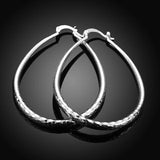 925 Silver Oval Hoop Earrings Wedding Jewelry