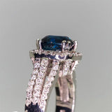 Zircon Cushion Sapphire Ring Silver 925 for Women