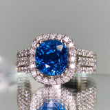 Zircon Cushion Sapphire Ring Silver 925 for Women