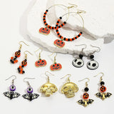Colorful Skull Pumpkin Halloween Earrings
