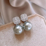 Zircon Pearl Stud Earrings Crystal Jewelry