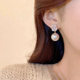 Zircon Pearl Stud Earrings Crystal Jewelry