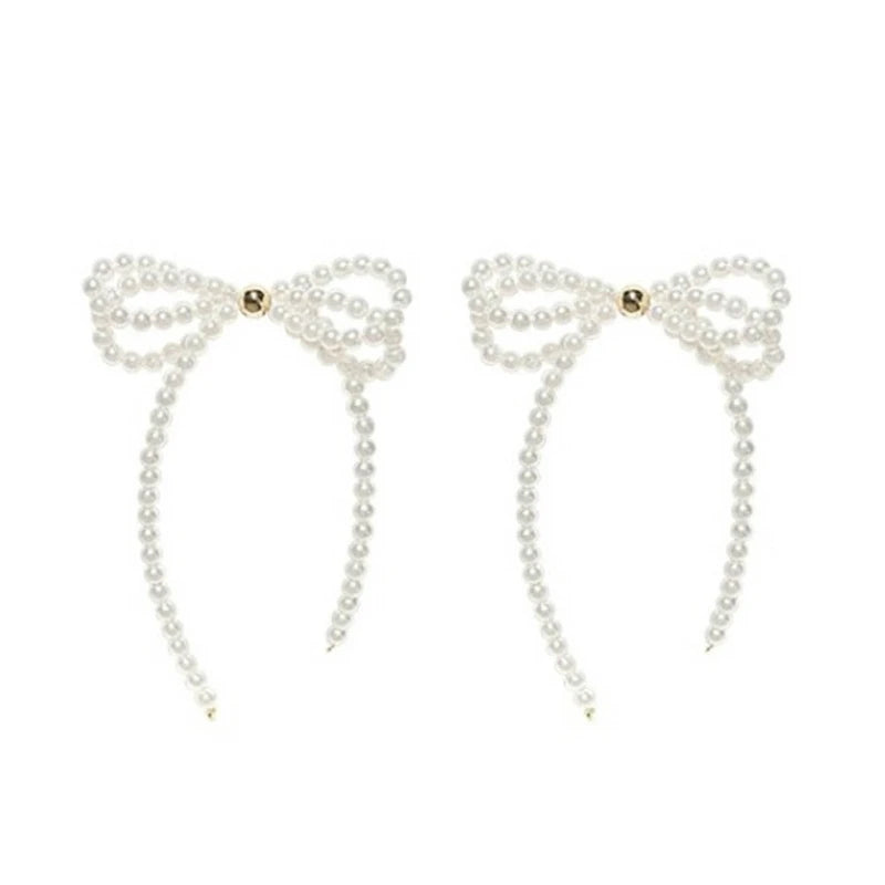 Tassel Pearl Bow Dangle Earrings for Women