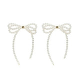 Tassel Pearl Bow Dangle Earrings for Women