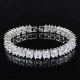 Long Silver Zircon Barcelet Bangle for Women S8103