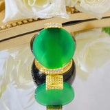 Vintage Emerald Wedding Ring 14K Yellow Plated Antique Jewelry