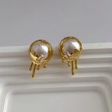 Metal Pearl Earrings for Women Crystal Daily Jewelry Gift