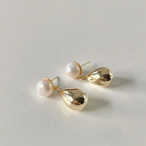 Minimalist Simulated-pearl Metal Stud Earrings Round Jewelry