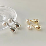 Minimalist Simulated-pearl Metal Stud Earrings Round Jewelry