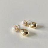 Minimalist Simulated-pearl Metal Stud Earrings Round Jewelry