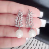 Arrival Foliage Pearl Earrings Anniversary Gift