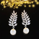 Arrival Foliage Pearl Earrings Anniversary Gift