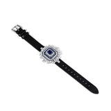 Vintage Sapphire CZ Wristband Sterling 925 Silver Charms Bracelet
