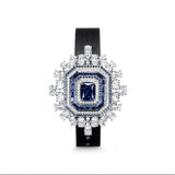 Vintage Sapphire CZ Wristband Sterling 925 Silver Charms Bracelet