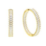 50mm Big Hoop Earring Full Paved CZ Stone Silver Circle Sparkling Women Gift