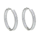 50mm Big Hoop Earring Full Paved CZ Stone Silver Circle Sparkling Women Gift
