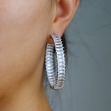 50mm Big Hoop Earring Full Paved CZ Stone Silver Circle Sparkling Women Gift