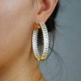 50mm Big Hoop Earring Full Paved CZ Stone Silver Circle Sparkling Women Gift