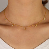925 Silver Layer Pendant Necklace for Women Golden Geometric Charm Chain