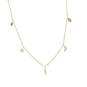 925 Silver Layer Pendant Necklace for Women Golden Geometric Charm Chain