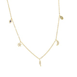 925 Silver Layer Pendant Necklace for Women Golden Geometric Charm Chain